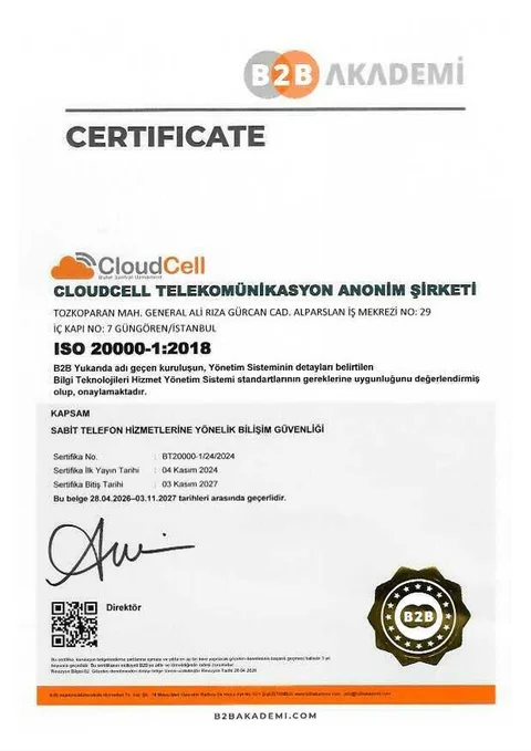 ISO 20000-1 belgesi ön izlemesi