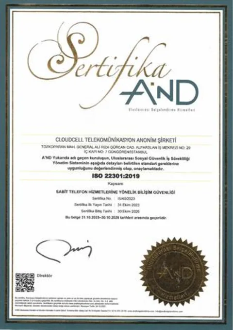 ISO 22301 belgesi ön izlemesi