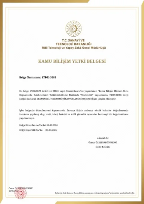 Kamu Bilişim Yetki Belgesi ön izlemesi